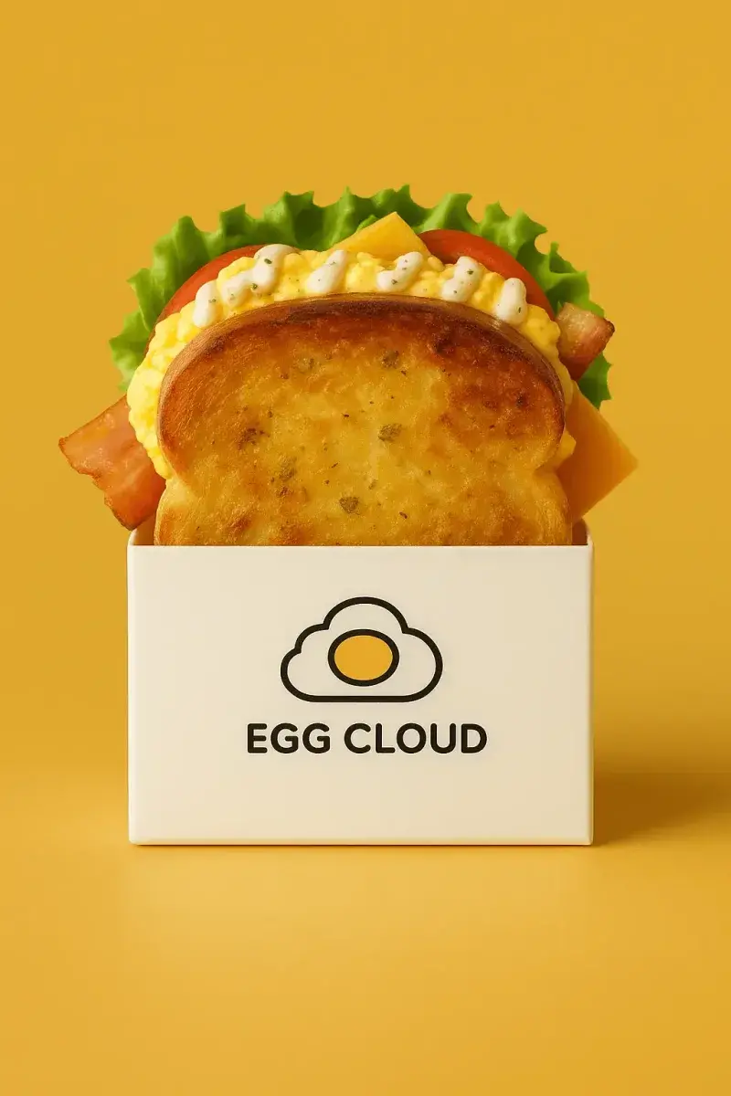 Egg Cloud signature egg drop sandwiches - Korean breakfast café in London, Ontario